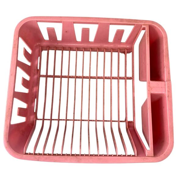 Vintage 1993 Rubbermaid Plastic Dish Drying Rack Dusty Rose Pink 14 x 12.5 - Picture 4 of 7
